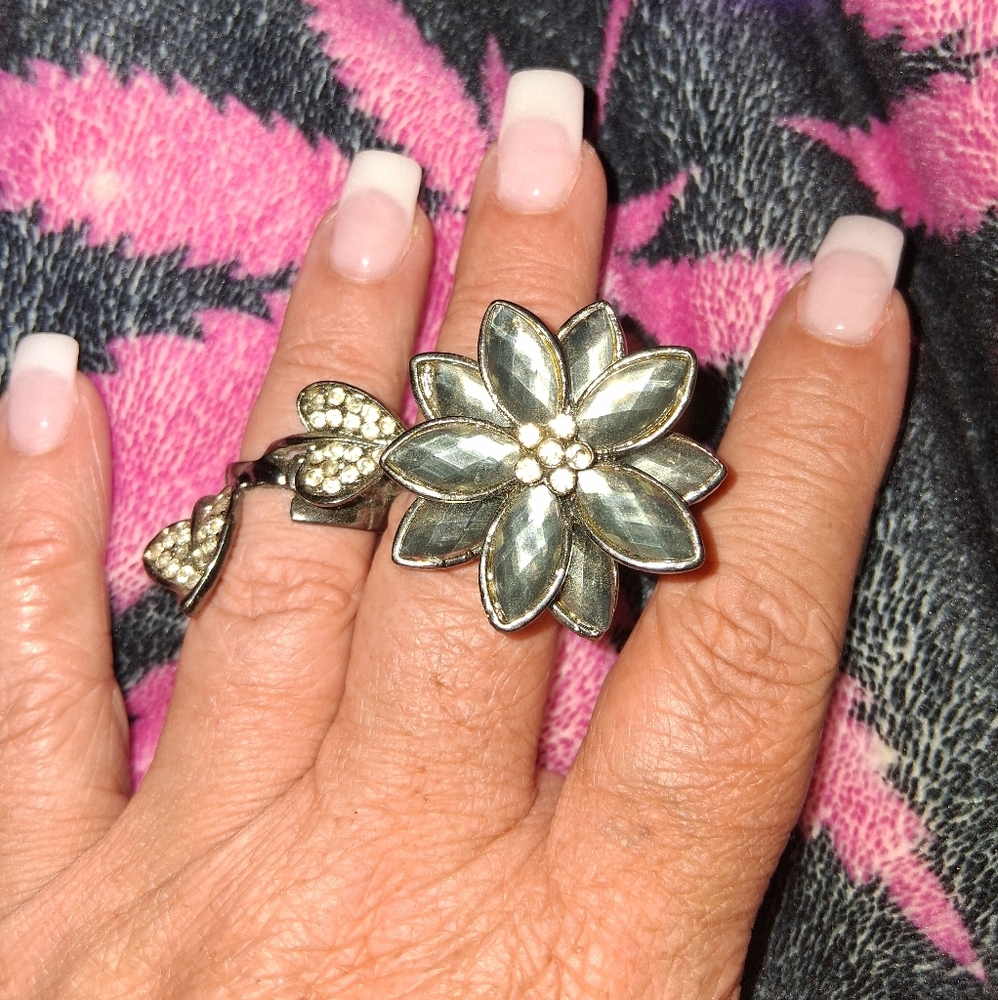 Silver Floral Statement Ring